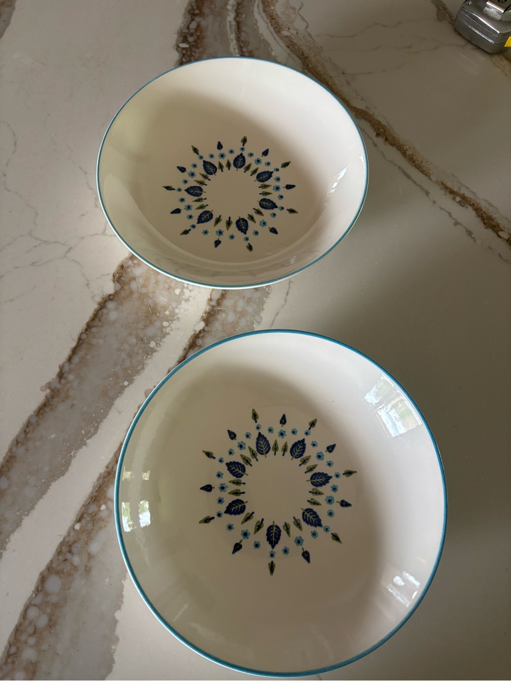 Blue Floral Ceramic Serving Bowls